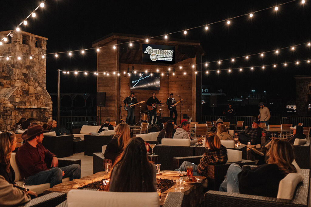 Live music at Bourbon Brothers Gainesville Jim Shorkey patio & stage