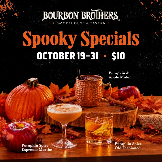Spooky Specials | Oct 19–31 | $10 Pumpkin Spice Espresso Martini, Pumpkin Spice Old Fashioned and Pumpkin & Apple Mule